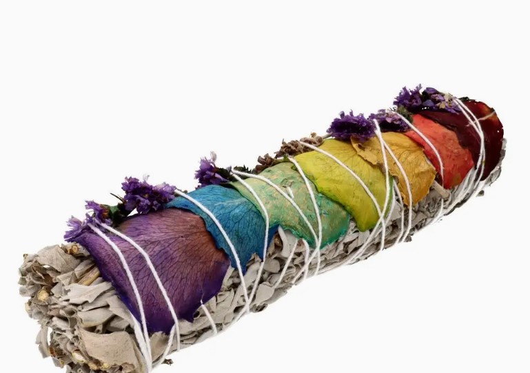 Atado de Salvia Blanca Grande con Pétalos Chakras