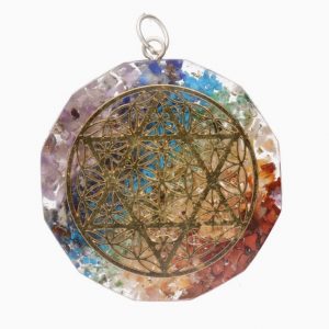 Colgante Orgonita Chakras con Estrella de David y Flor de la Vida