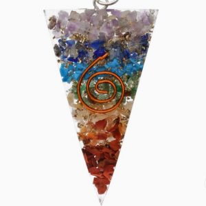 Colgante Triangular Estilo Orgonita de Resina con Chakras
